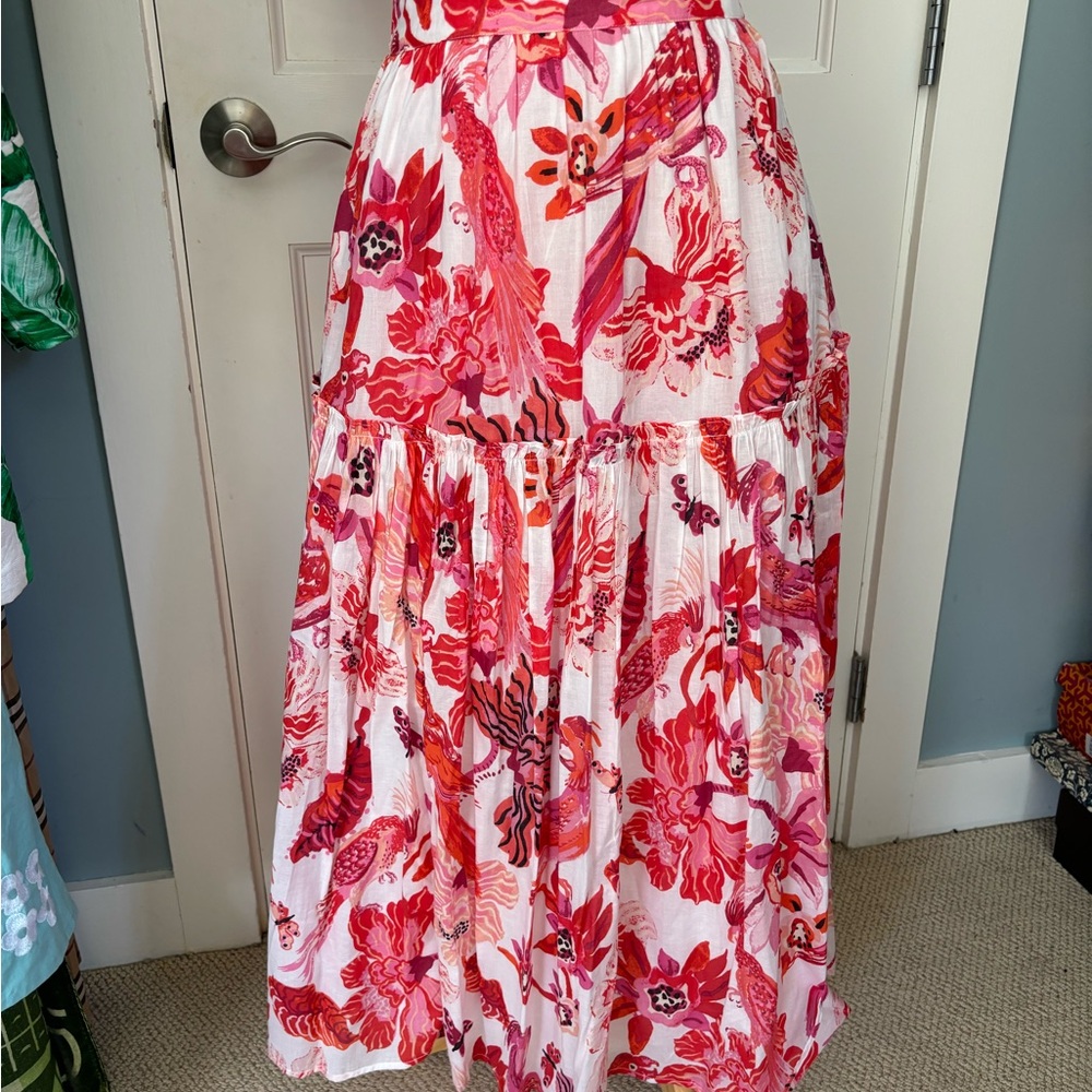 Benjanan Floral Red and White Women's Skirt